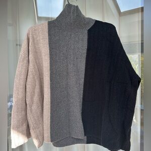 Nordstrom Colorblock Sweater - Black, Gray, Tan